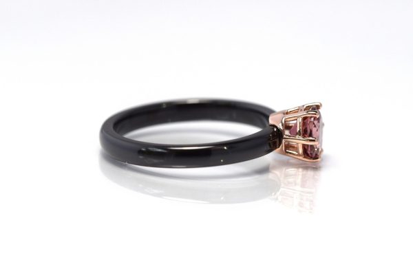 ring toermalijn roodgoud zirkonium dames ring zwart